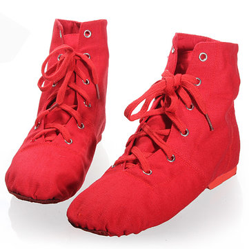 Mous seule toile multicolore jazz à lacets chaussures de danse de ballet